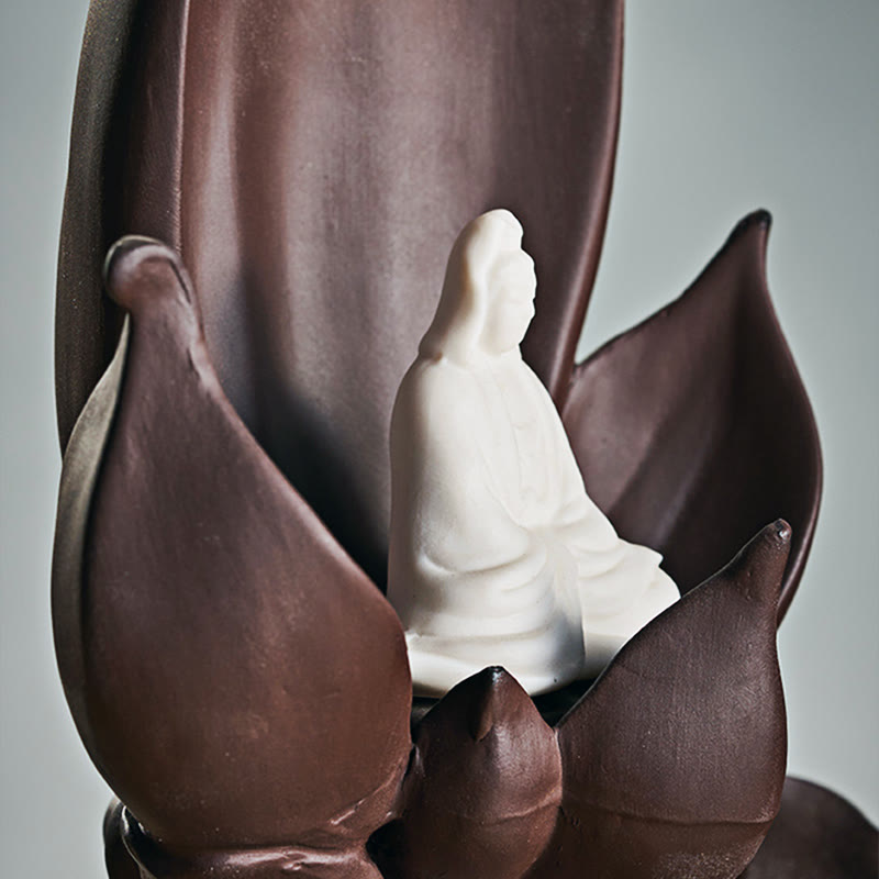 ATELIER-TIBET – Brûleur d’Encens Bouddha Lotus en Argile Violet – Porte-Encens Zen & Méditation