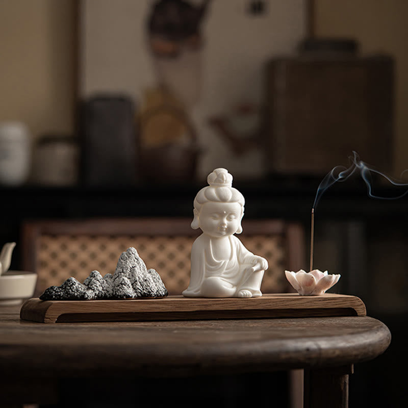 ATELIER-TIBET – Brûleur d’Encens Bouddha Lotus en Céramique – Porte-Encens Méditation Zen