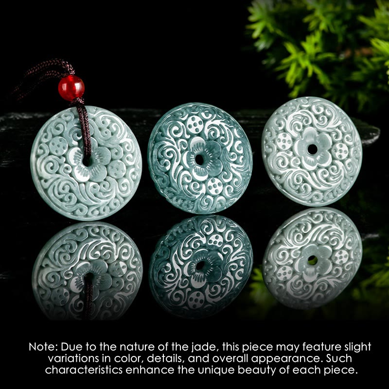 ATELIER-TIBET – Pendentif Fleur de Jade Vert, Boucle de Paix & Harmonie