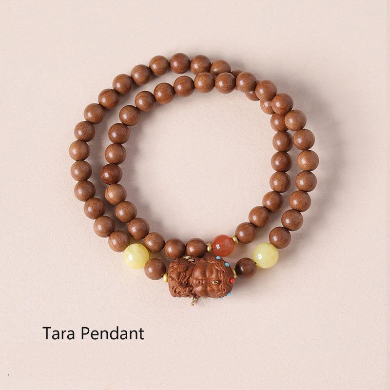 ATELIER-TIBET Bracelet Dalagan Sculpté – Bois d’Agar de Kalimantan & Pierres Naturelles