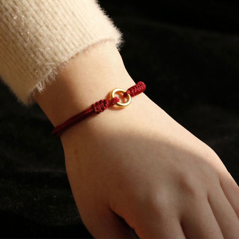 ATELIER-TIBET – Bracelet Fil Rouge Ajustable avec Boucle de Paix, Protection & Chance