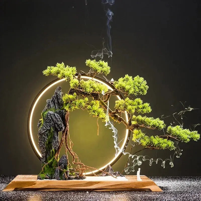 ATELIER-TIBET – Souffle d’Éternité · Bonsaï d’Encens & Fontaine Zen Lumineuse
