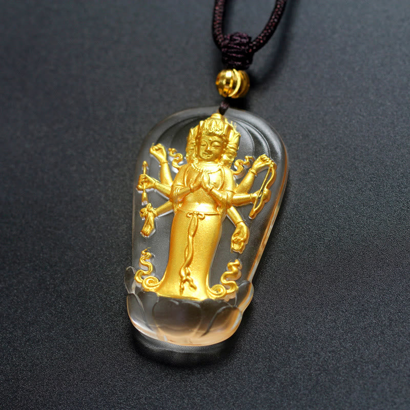 ATELIER-TIBET Collier Avalokitesvara Cristal Liuli Plaqué Or