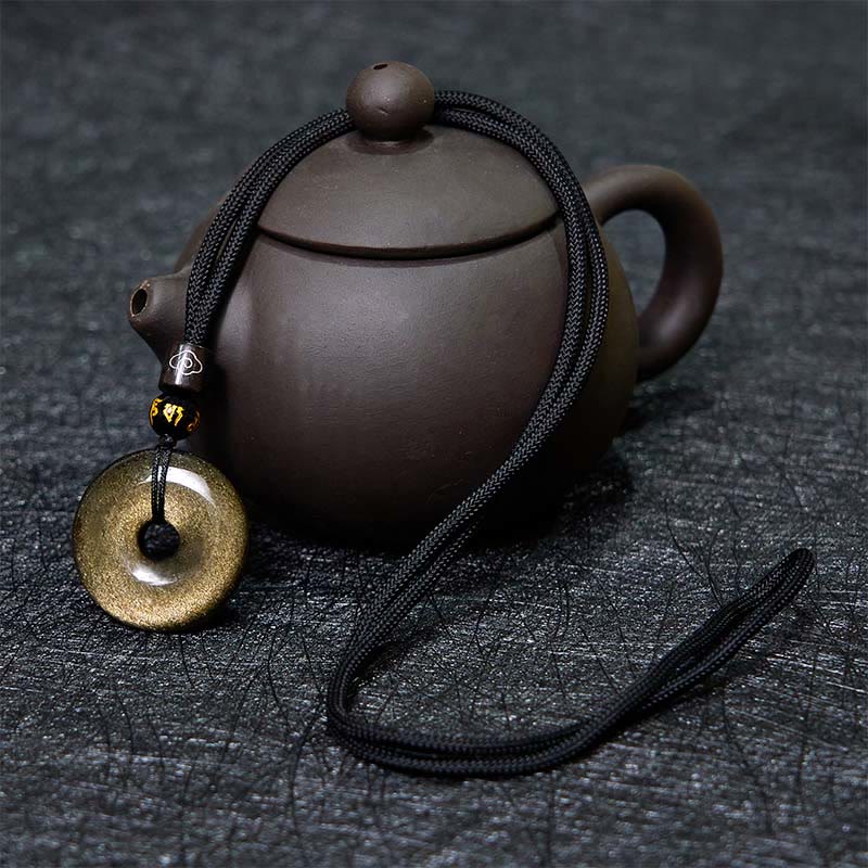 ATELIER-TIBET – Collier Boucle de Paix en Obsidienne Dorée Naturelle
