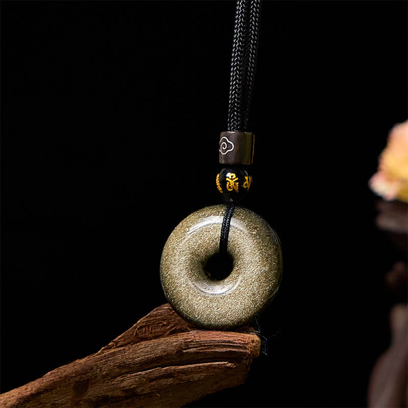 ATELIER-TIBET – Collier Boucle de Paix en Obsidienne Dorée Naturelle