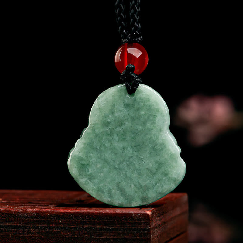 ATELIER-TIBET – Collier Bouddha Rieur en Jade Vert Naturel