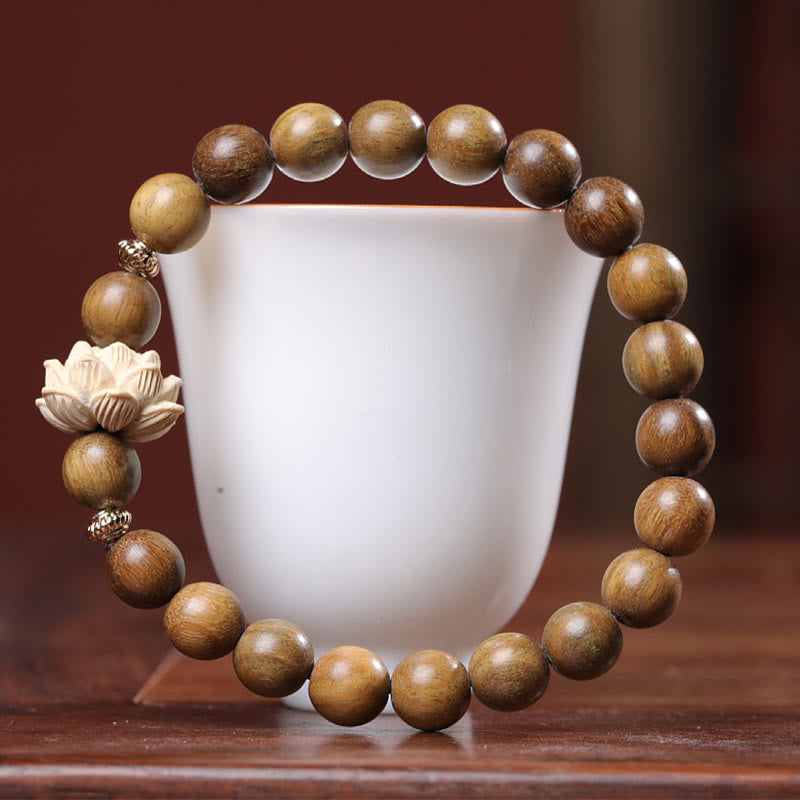 ATELIER-TIBET Bracelet Lotus en Bois de Santal Vert – Sérénité & Ancrage Naturel