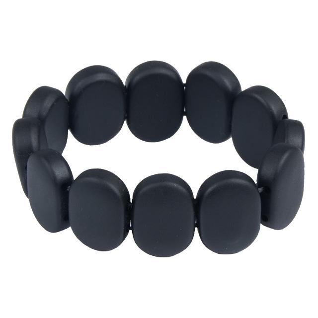 ATELIER-TIBET – Bracelet en Pierre de Bian Noire Naturelle (19 cm)