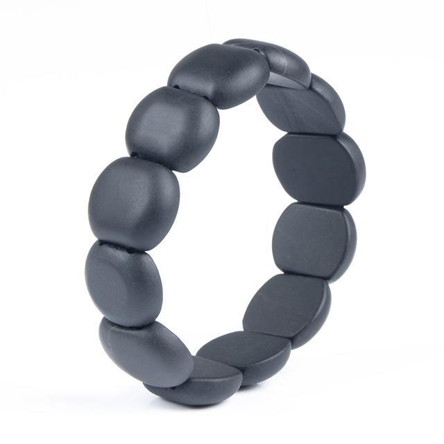 ATELIER-TIBET – Bracelet en Pierre de Bian Noire Naturelle (19 cm)