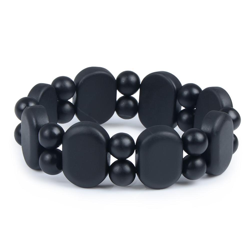 ATELIER-TIBET – Bracelet en Pierre de Bian Noire Naturelle (19 cm)