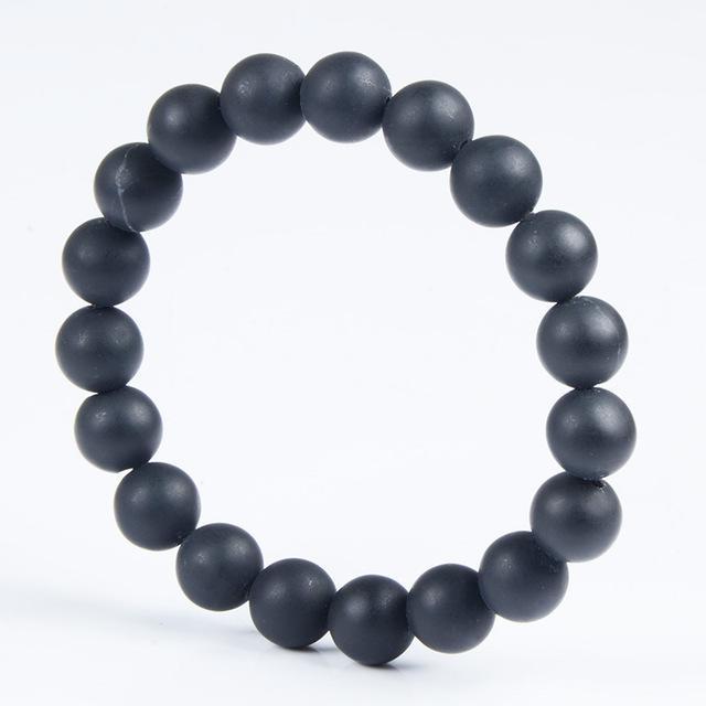 ATELIER-TIBET – Bracelet en Pierre de Bian Noire Naturelle (19 cm)