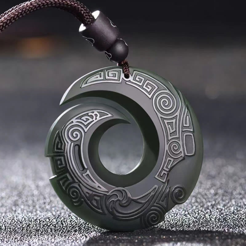 ATELIER-TIBET – Collier Boucle de la Paix en Jade Hetian Cyan Naturel