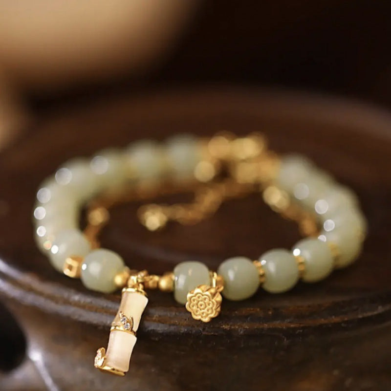 ATELIER-TIBET – Bracelet Lotus en Jade Hetian & Bambou