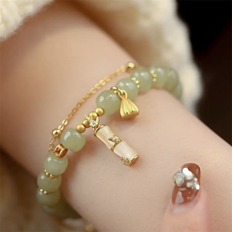 ATELIER-TIBET – Bracelet Lotus en Jade Hetian & Bambou