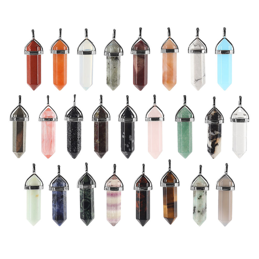 ATELIER-TIBET – Pendentif Chakra Hexagonal en Pierre Naturelle (38 mm)