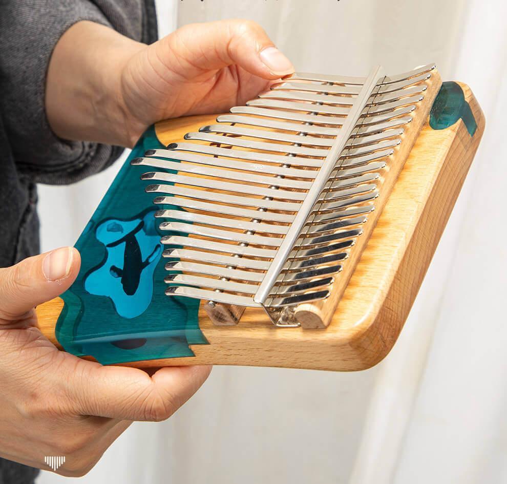 Kalimba 17 et 21 touches « Ocean » – Instrument à pouce en bois, format complet
