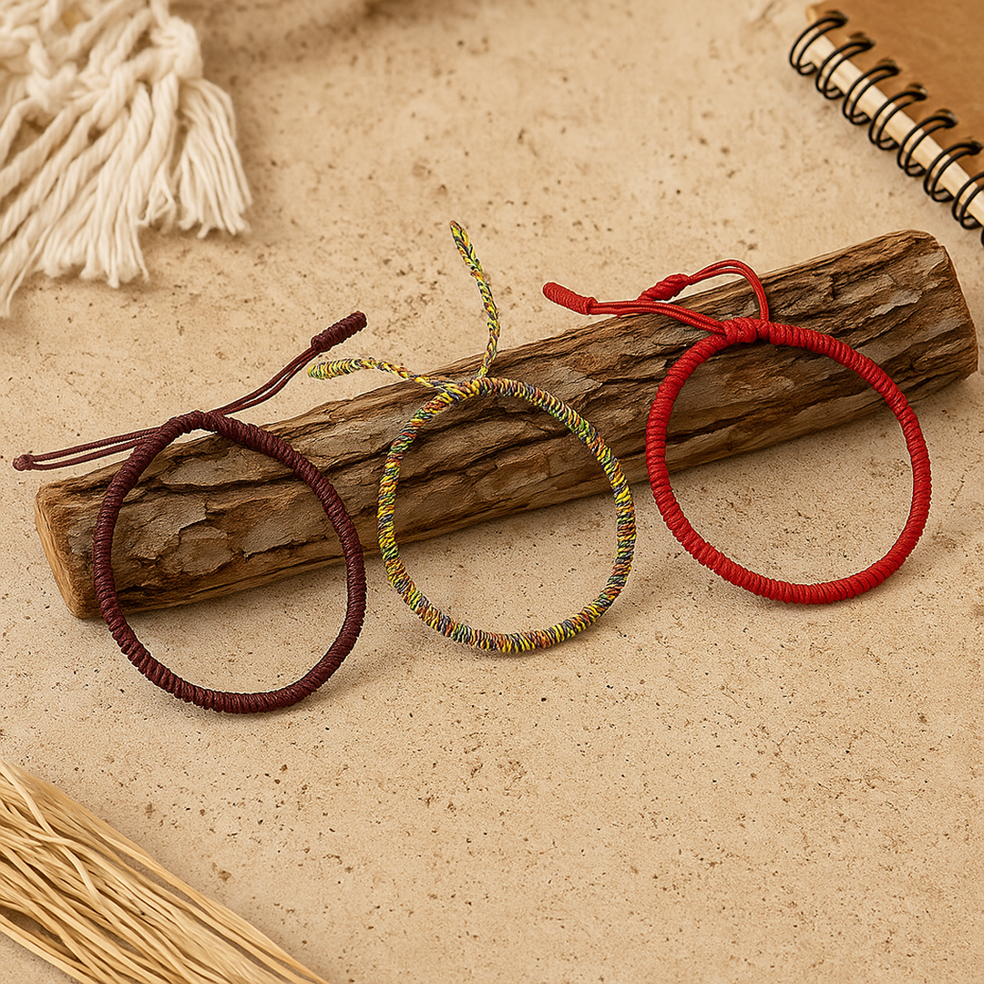 ATELIER-TIBET – Trio de Bracelets Tibétains Porte-Bonheur