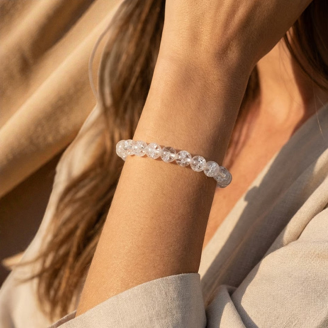 ATELIER-TIBET – Bracelet Esprit Léger en Cristal de Roche Craquelé
