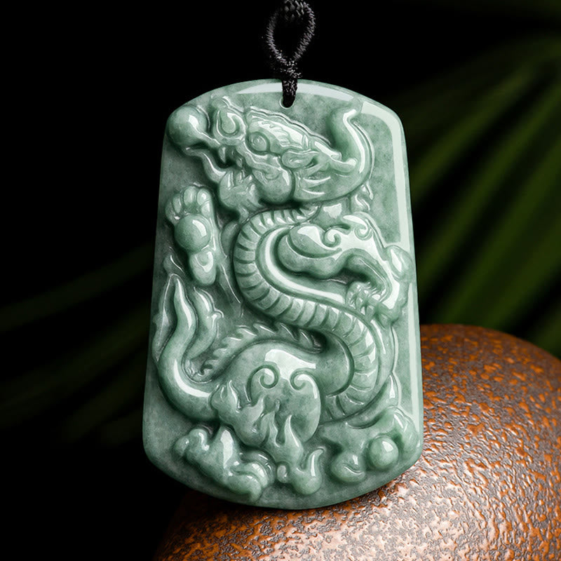ATELIER-TIBET – Collier Dragon & Phénix en Obsidienne Noire Naturelle