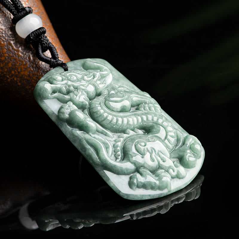 ATELIER-TIBET – Collier Dragon & Phénix en Obsidienne Noire Naturelle