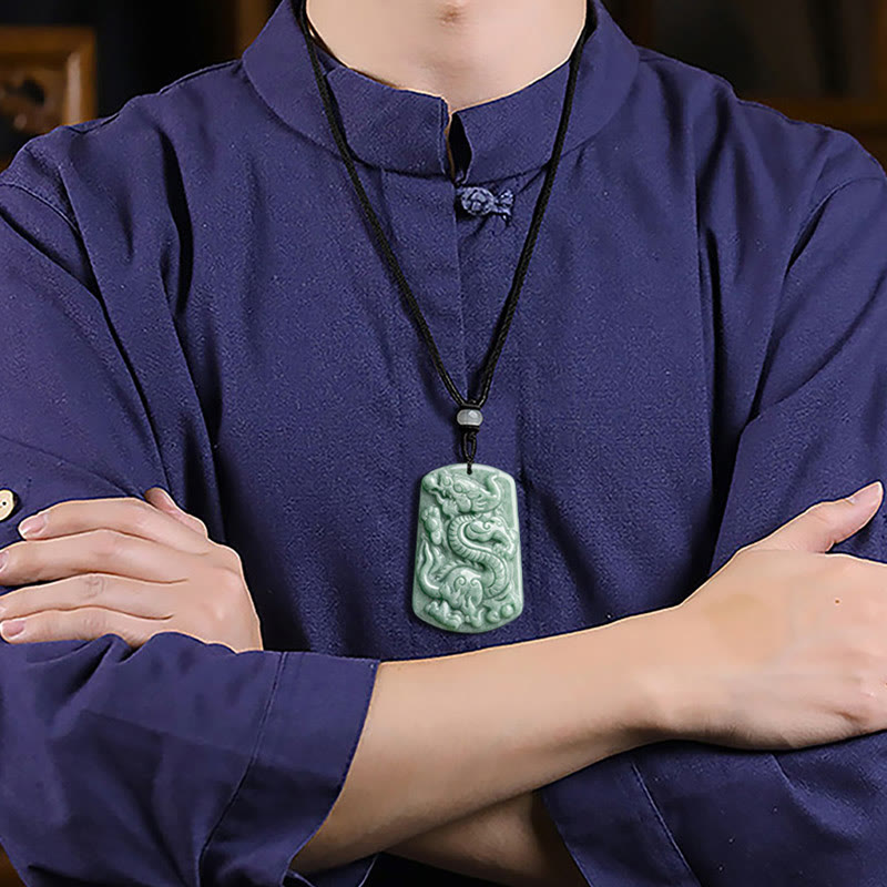 ATELIER-TIBET – Collier Dragon & Phénix en Obsidienne Noire Naturelle
