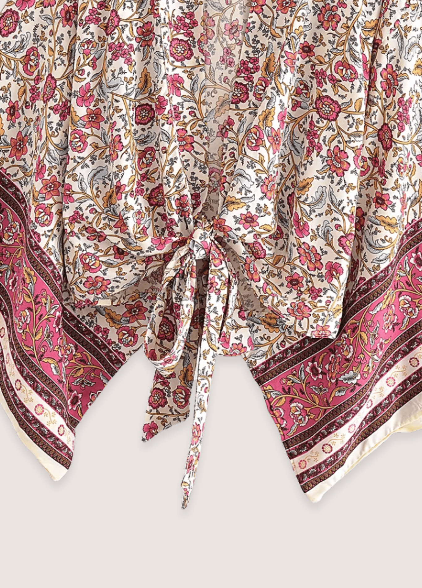 Kimono court femme coton floral beige – Jardin de Perse