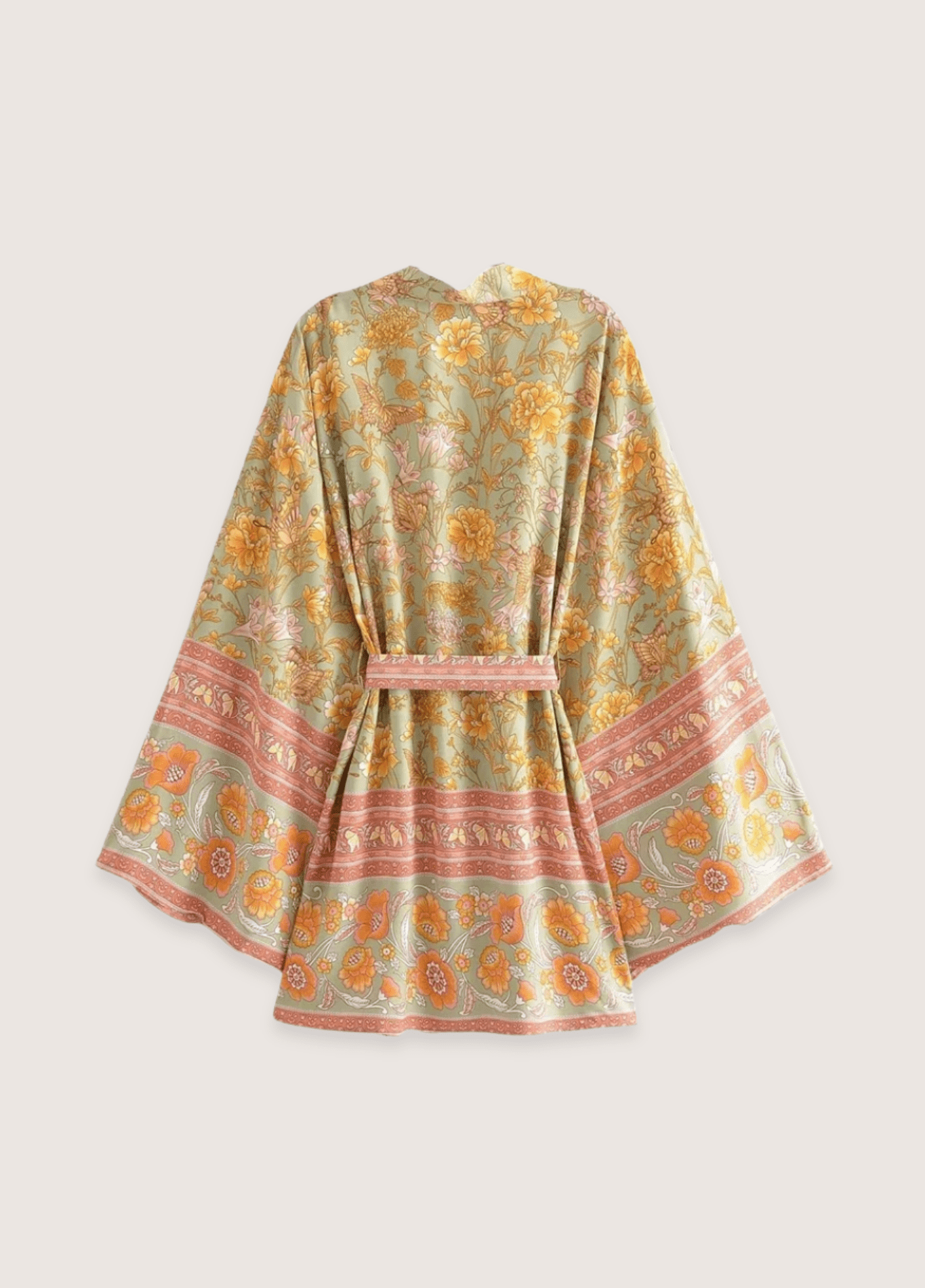 Kimono court femme floral jaune – Aurore