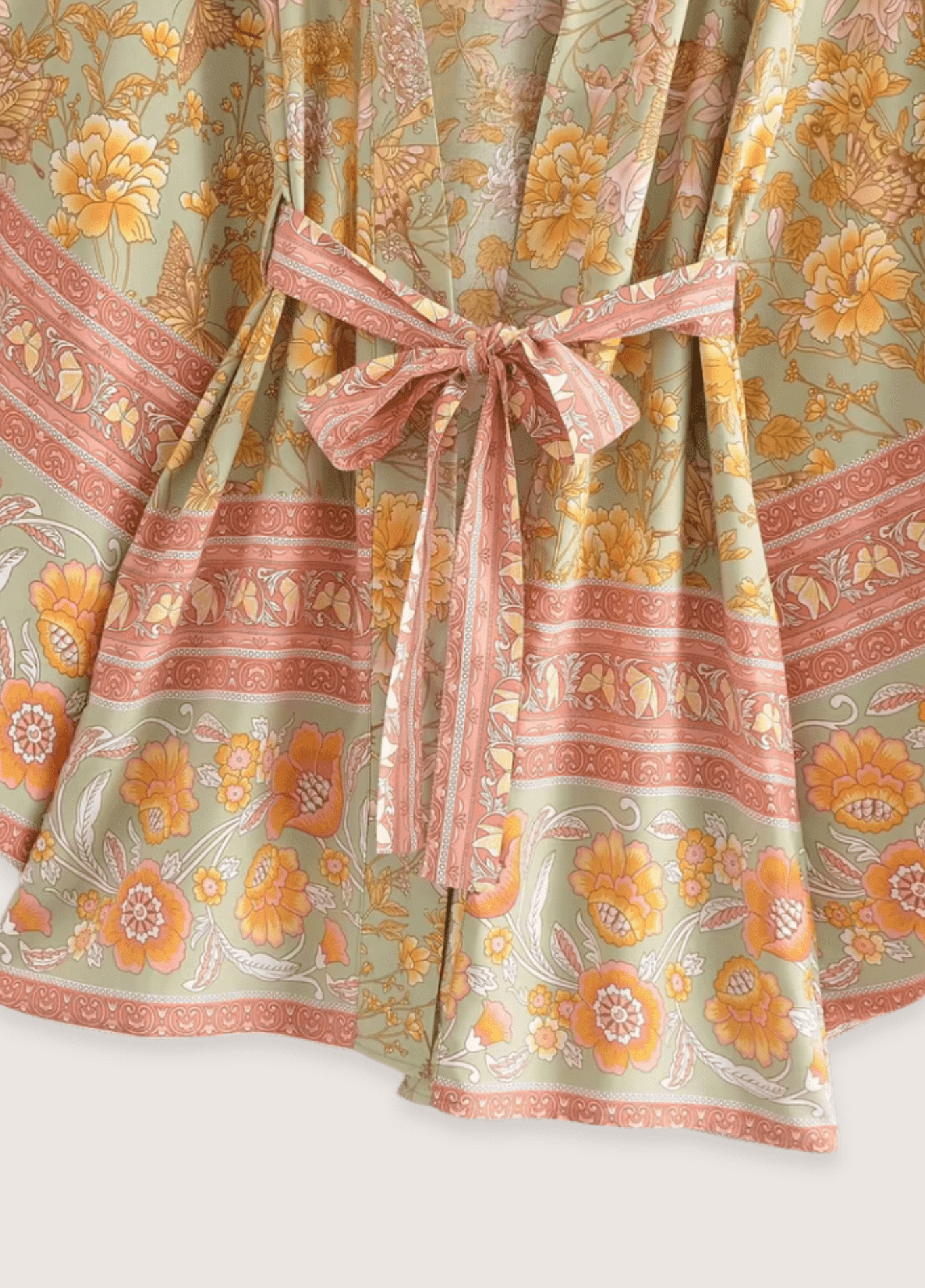 Kimono court femme floral jaune – Aurore