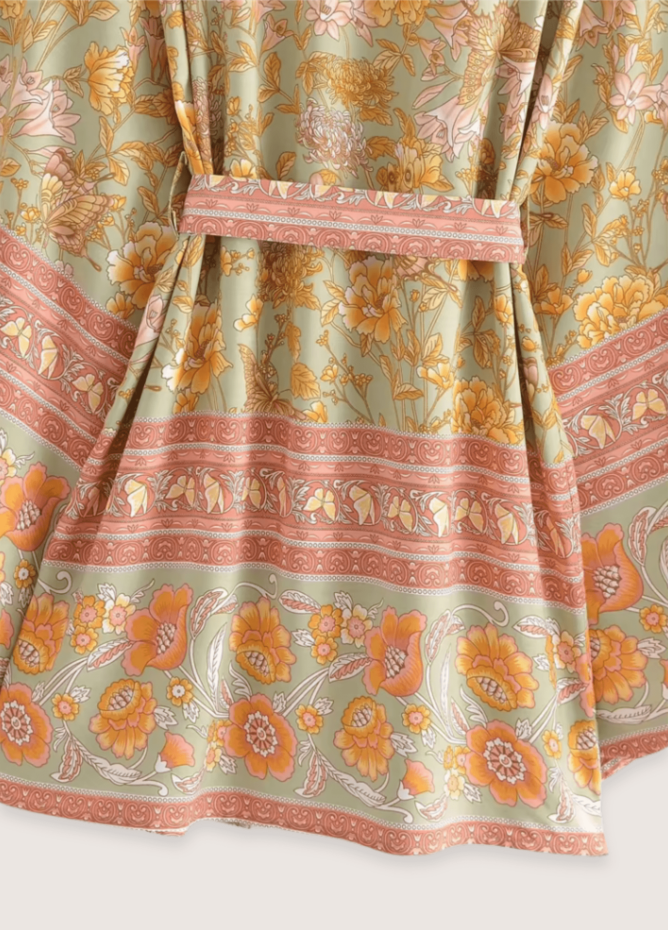 Kimono court femme floral jaune – Aurore
