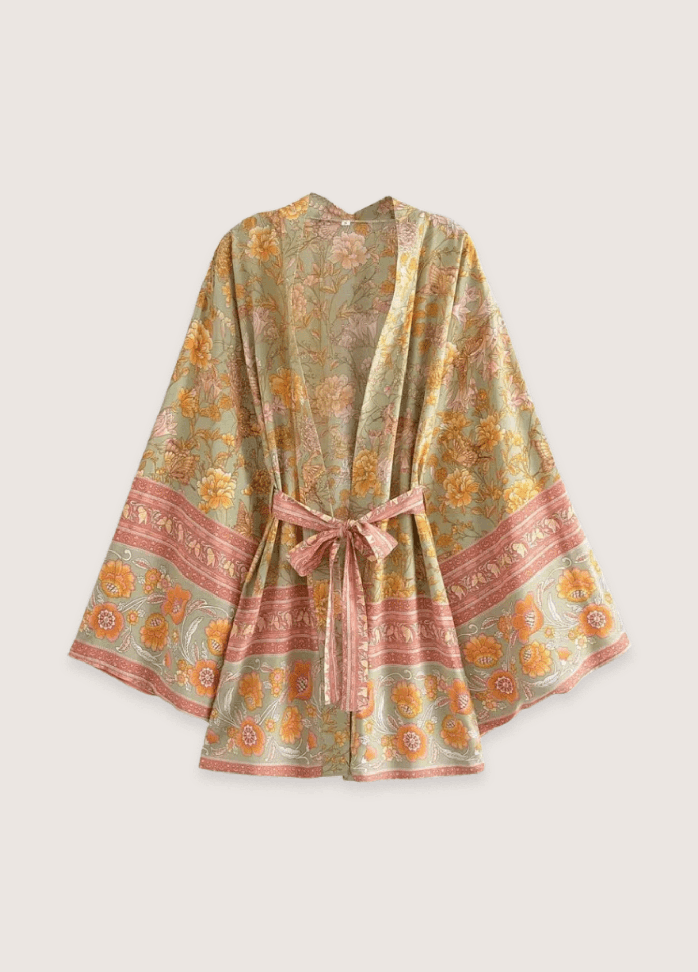 Kimono court femme floral jaune – Aurore