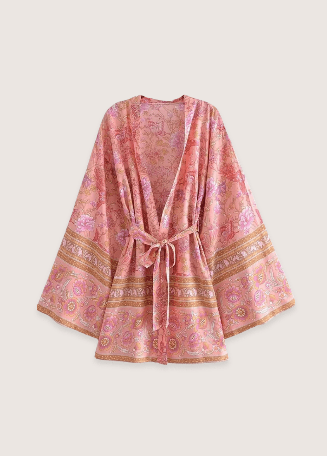Kimono court femme floral rose – Bloom