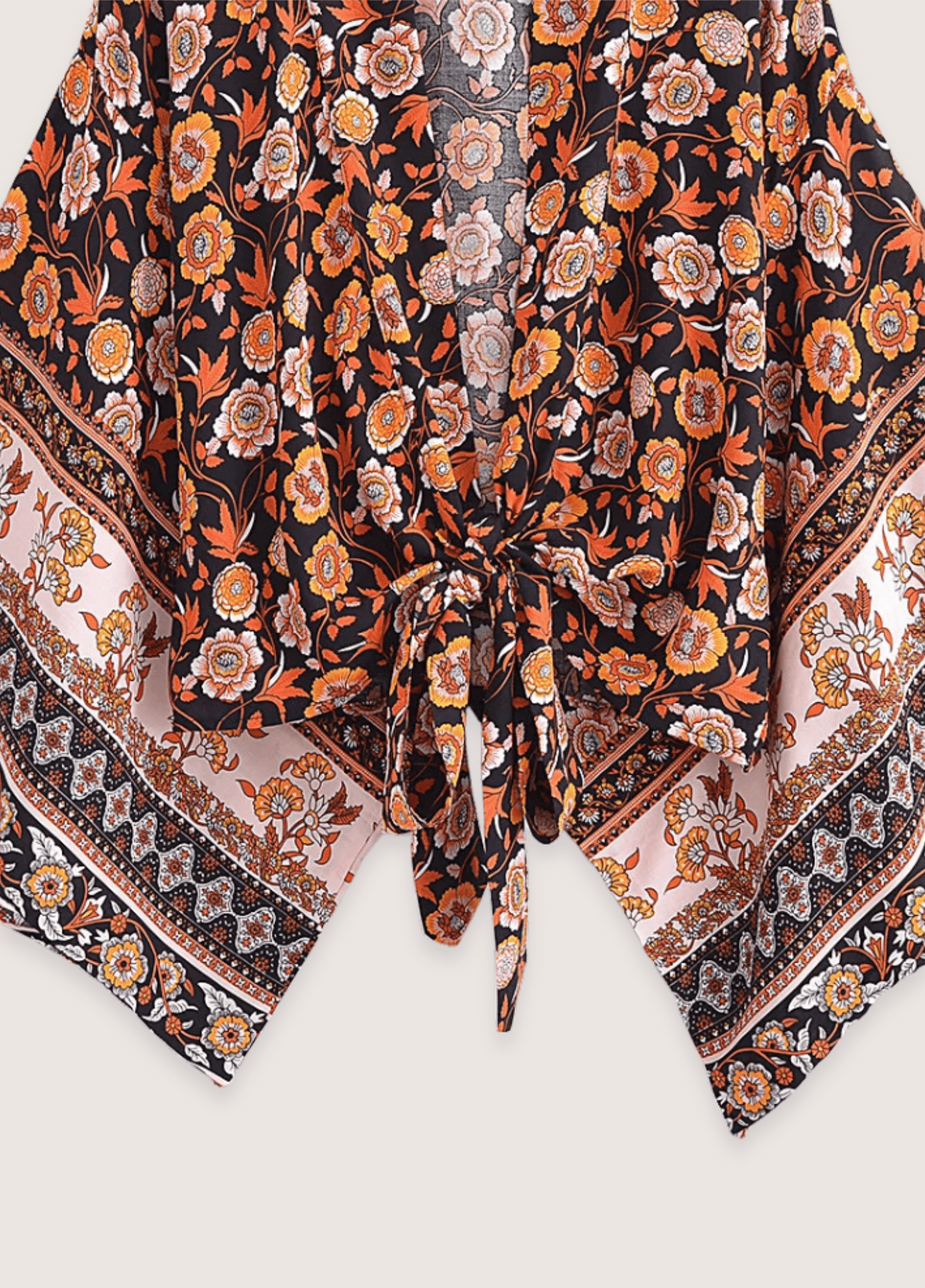 Kimono court femme viscose orange
