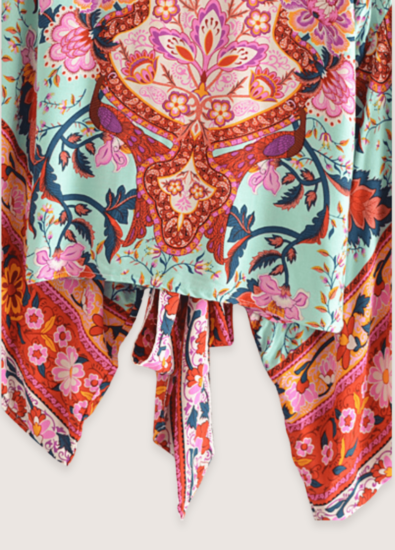 Kimono court femme coton floral vert