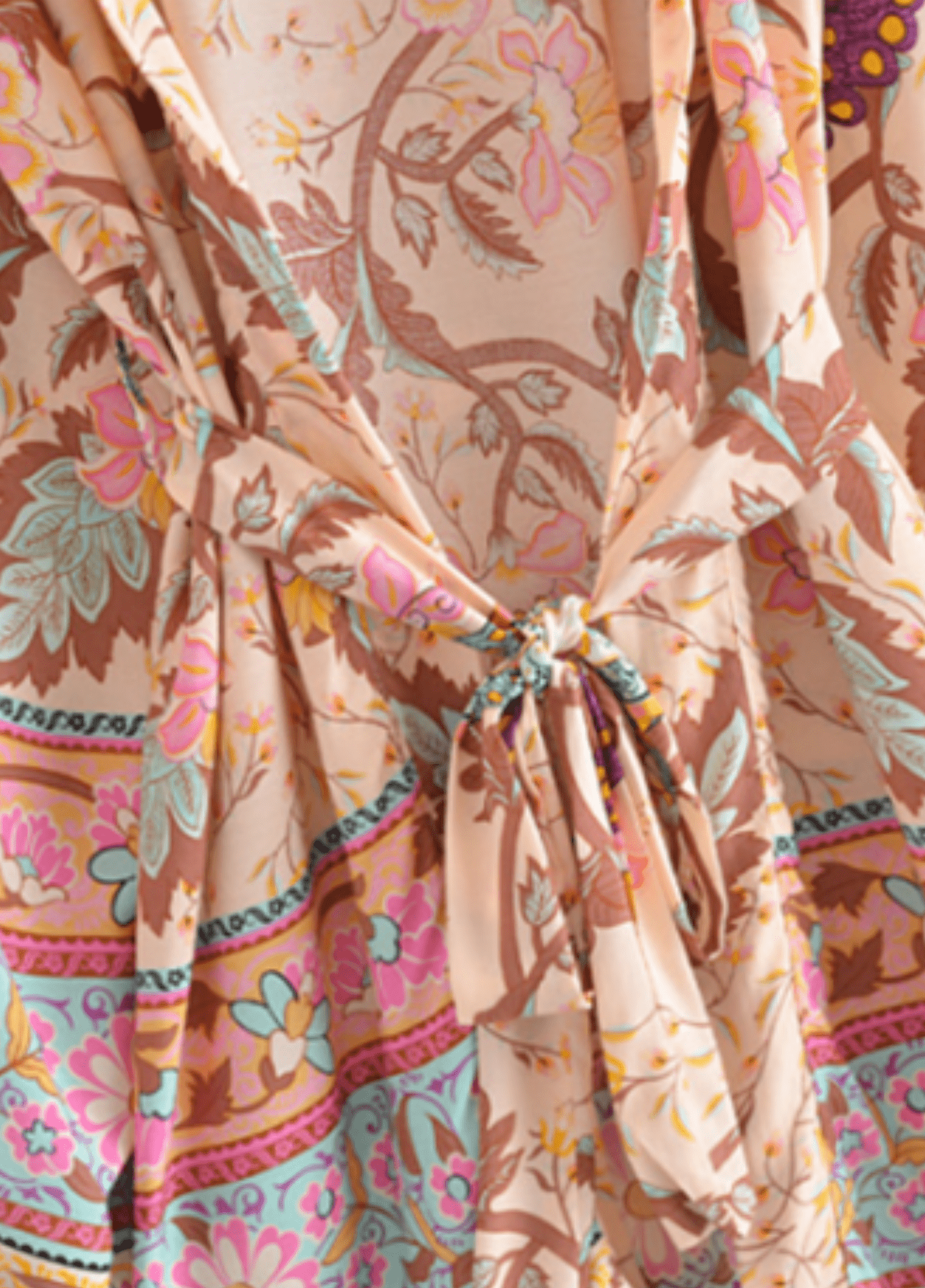 Kimono court femme coton floral rose (multicolore)