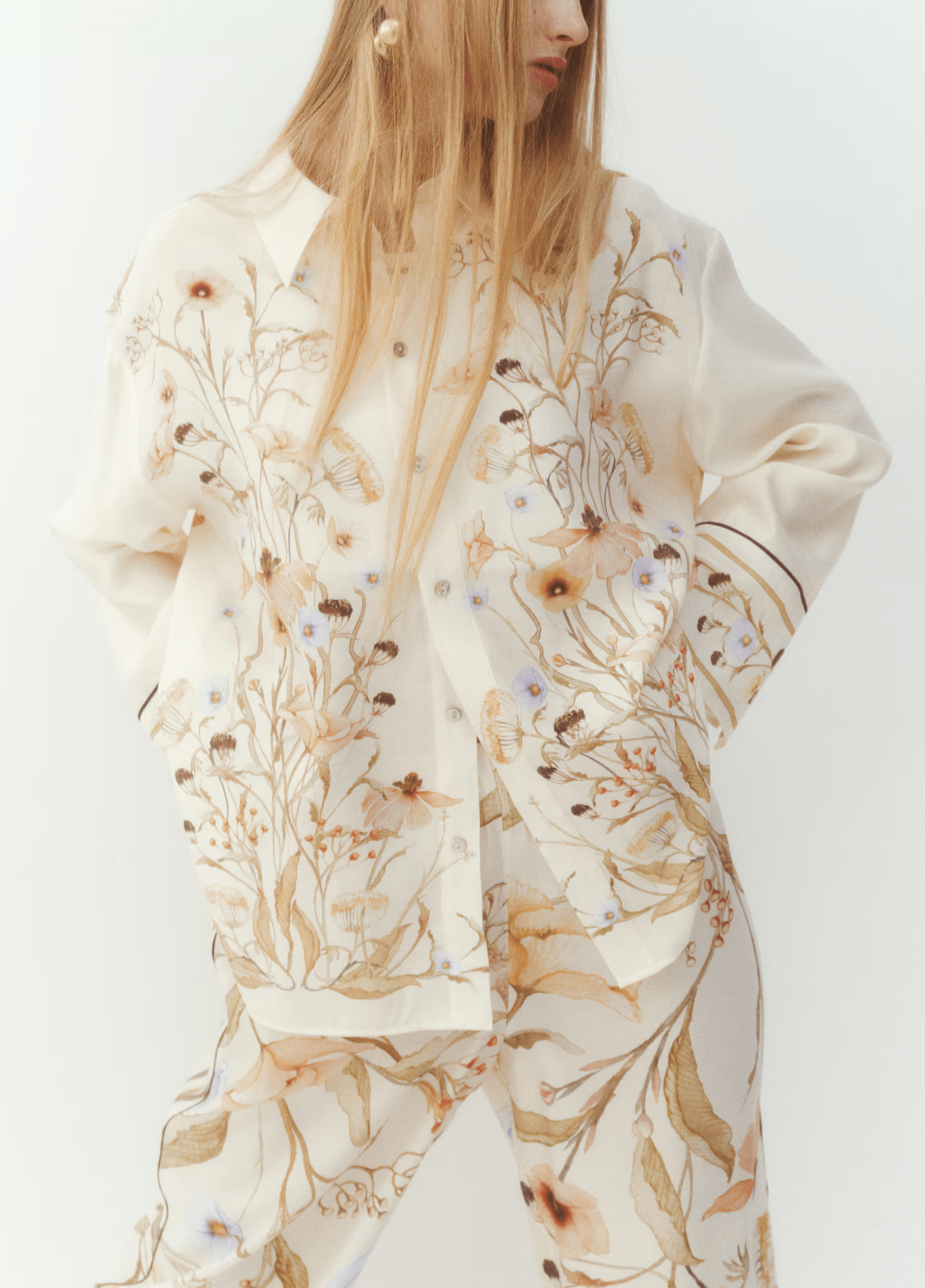 Kimono court femme motif pivoine blanc – Magnolia