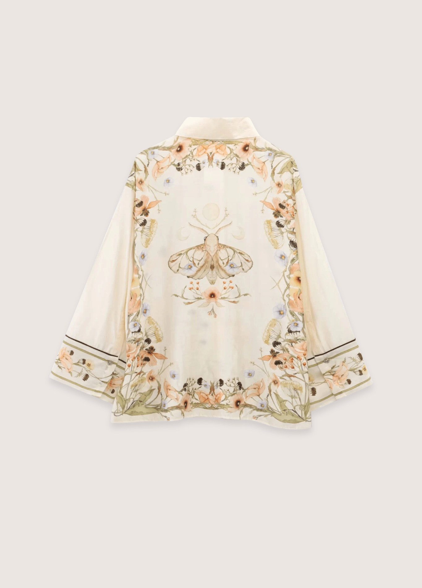 Kimono court femme motif pivoine blanc – Magnolia