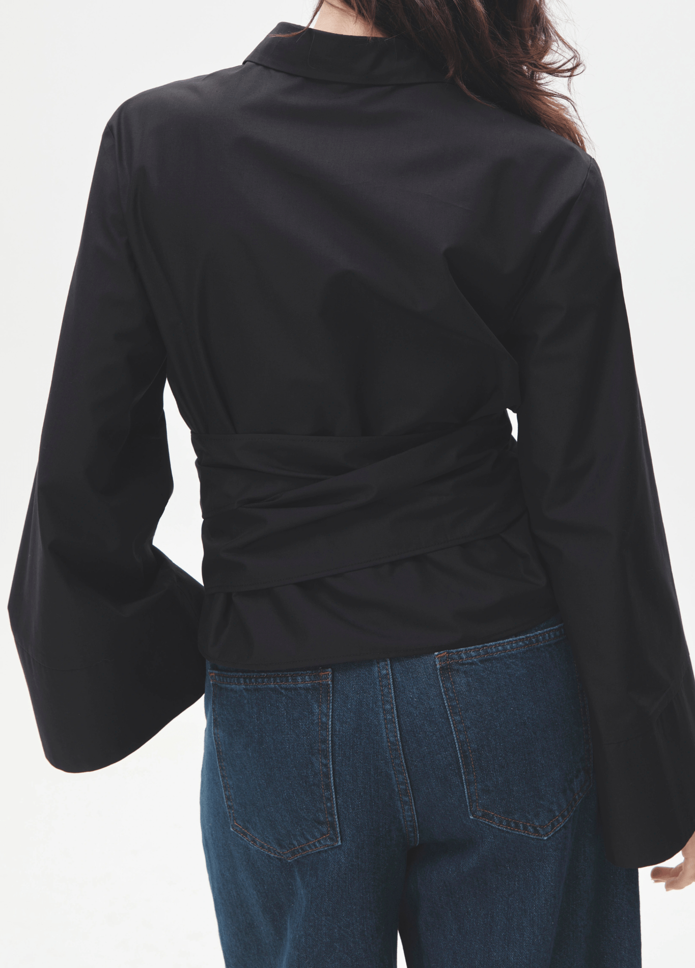 Kimono court femme satiné uni noir – Cache-coeur