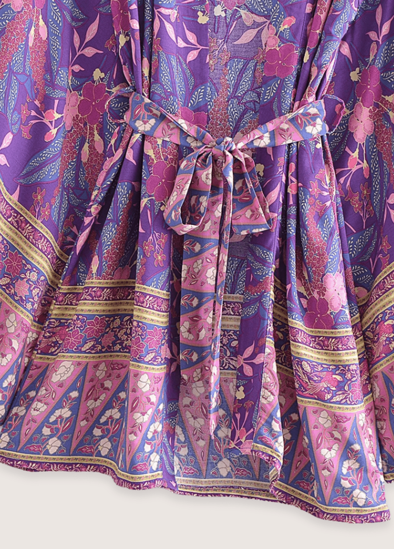 Kimono court femme viscose floral violet (plage)