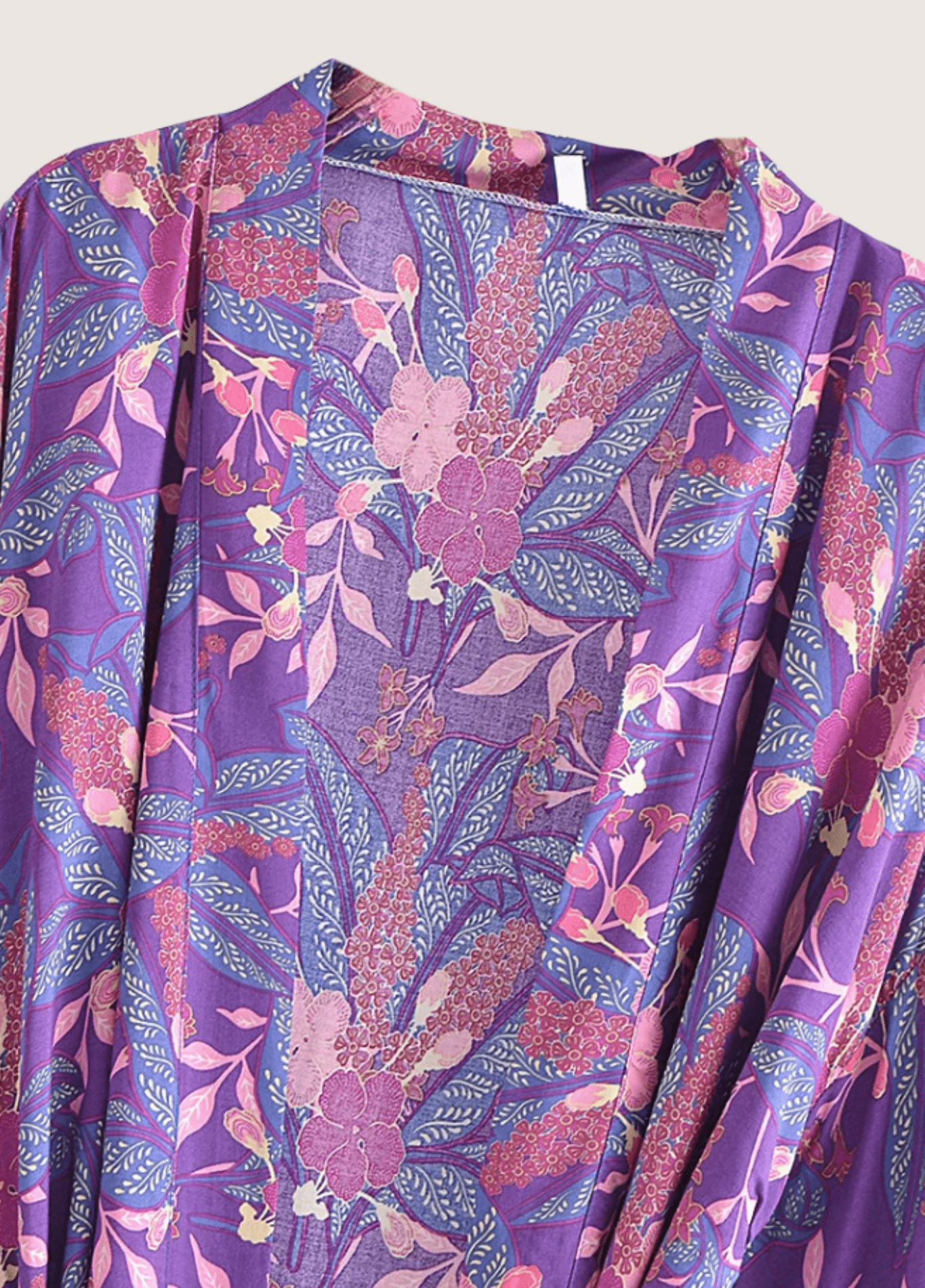 Kimono court femme viscose floral violet (plage)