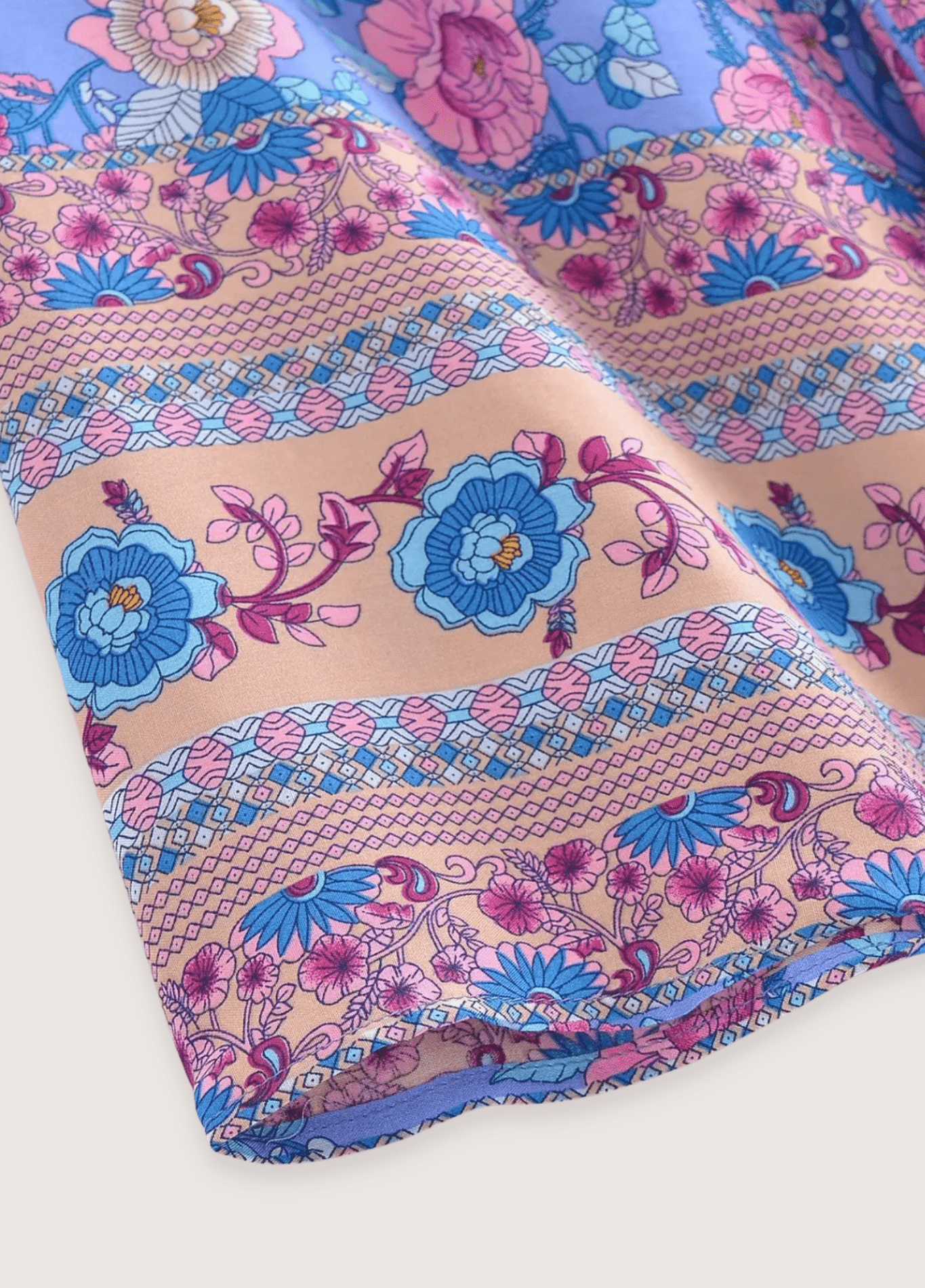 Kimono court femme floral bleu – Violette d'Été