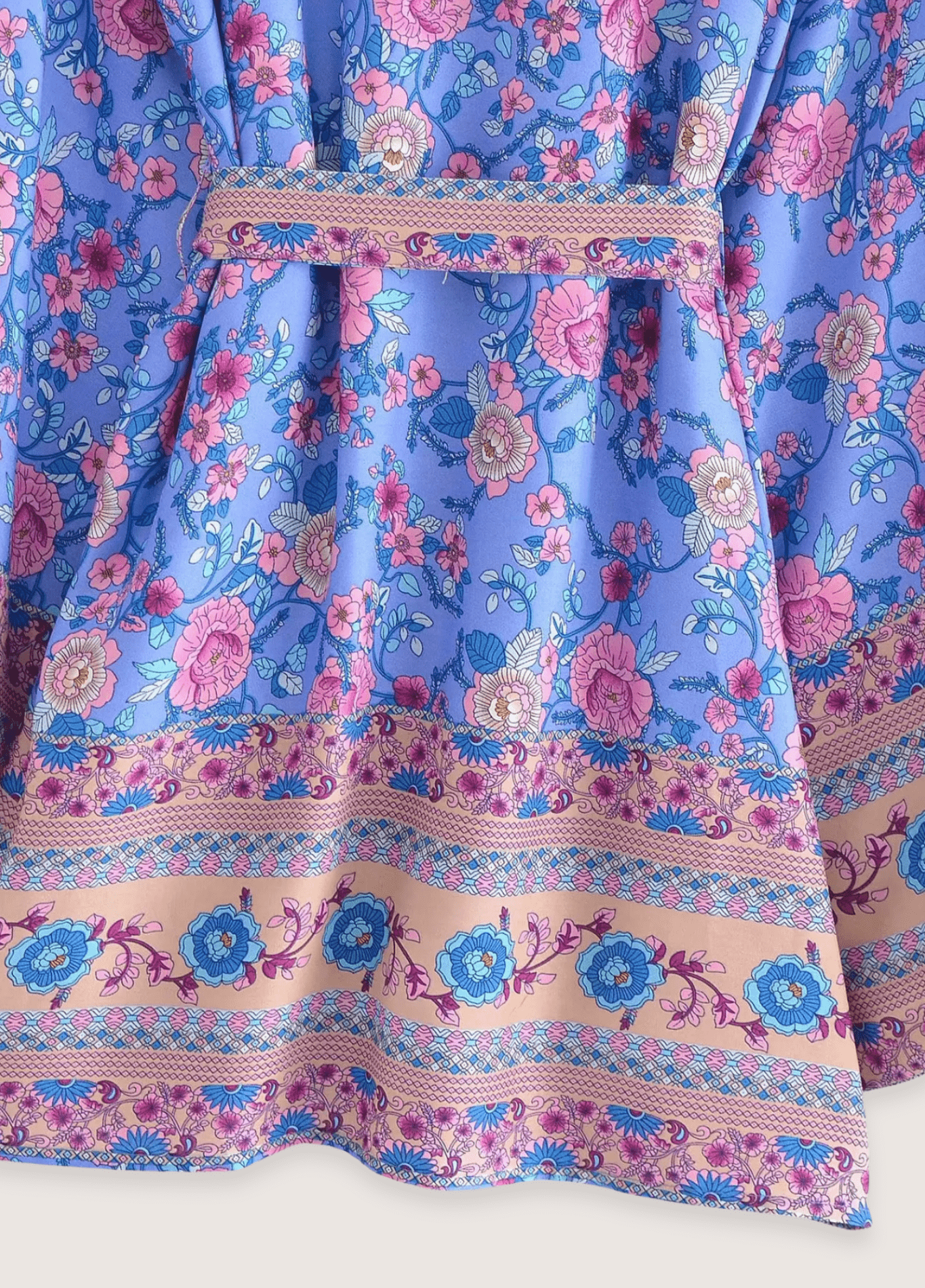 Kimono court femme floral bleu – Violette d'Été