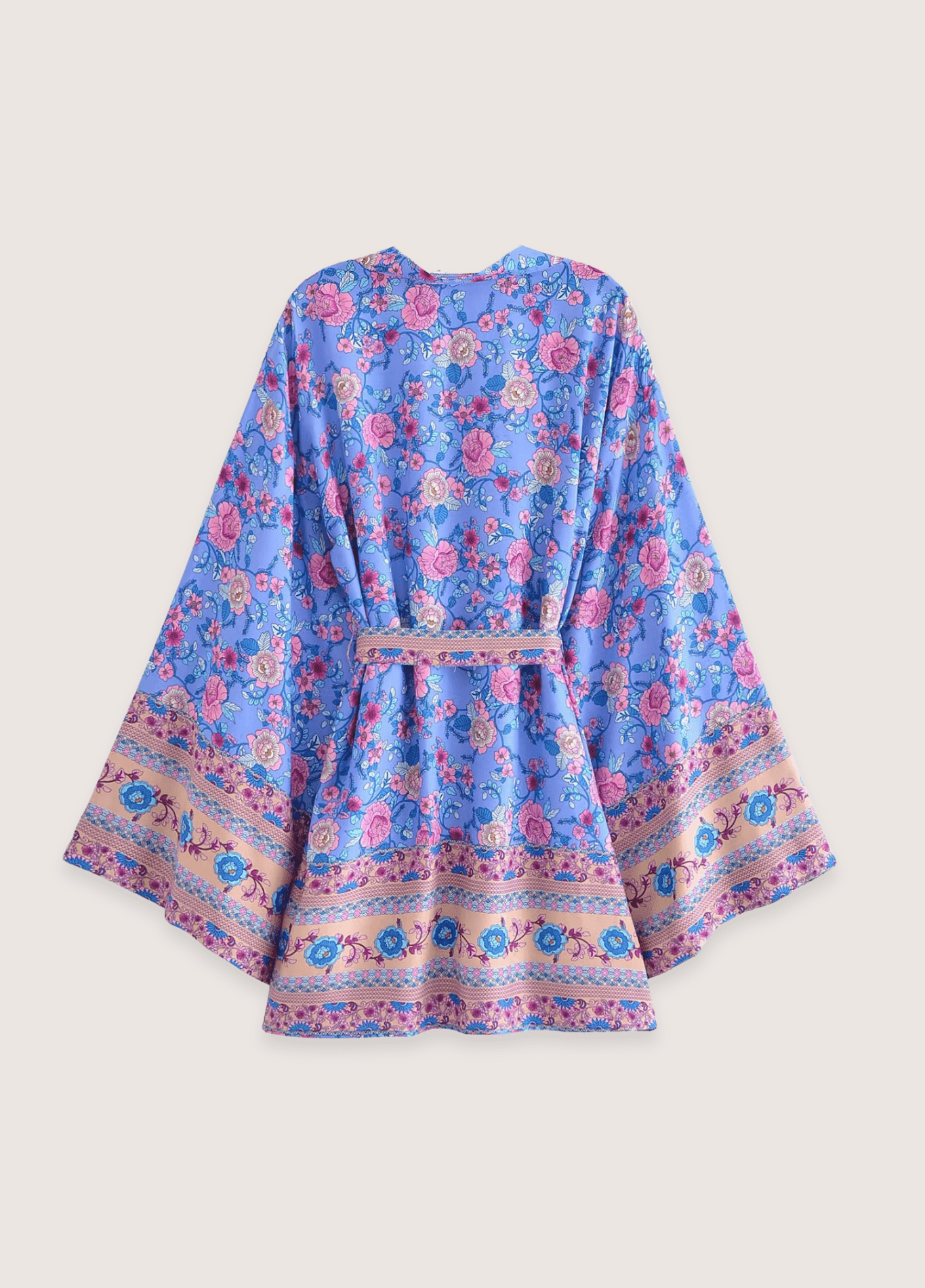 Kimono court femme floral bleu – Violette d'Été