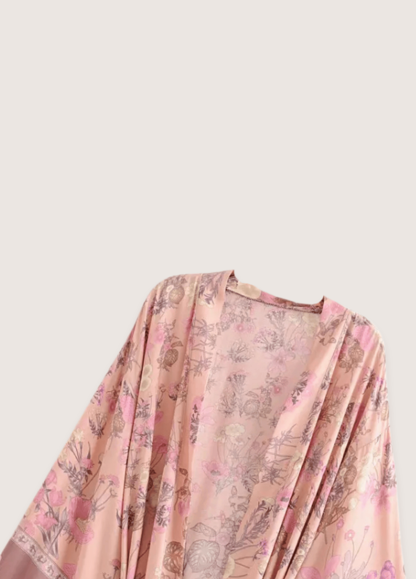 Kimono court femme coton motif pivoine rose – Aura