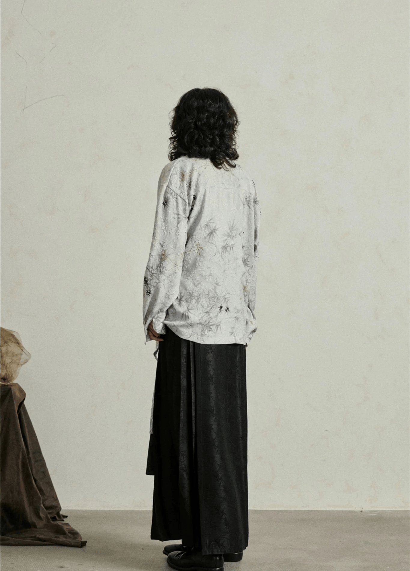 Chemisier kimono court femme jacquard gris perle – Sumi 2.0