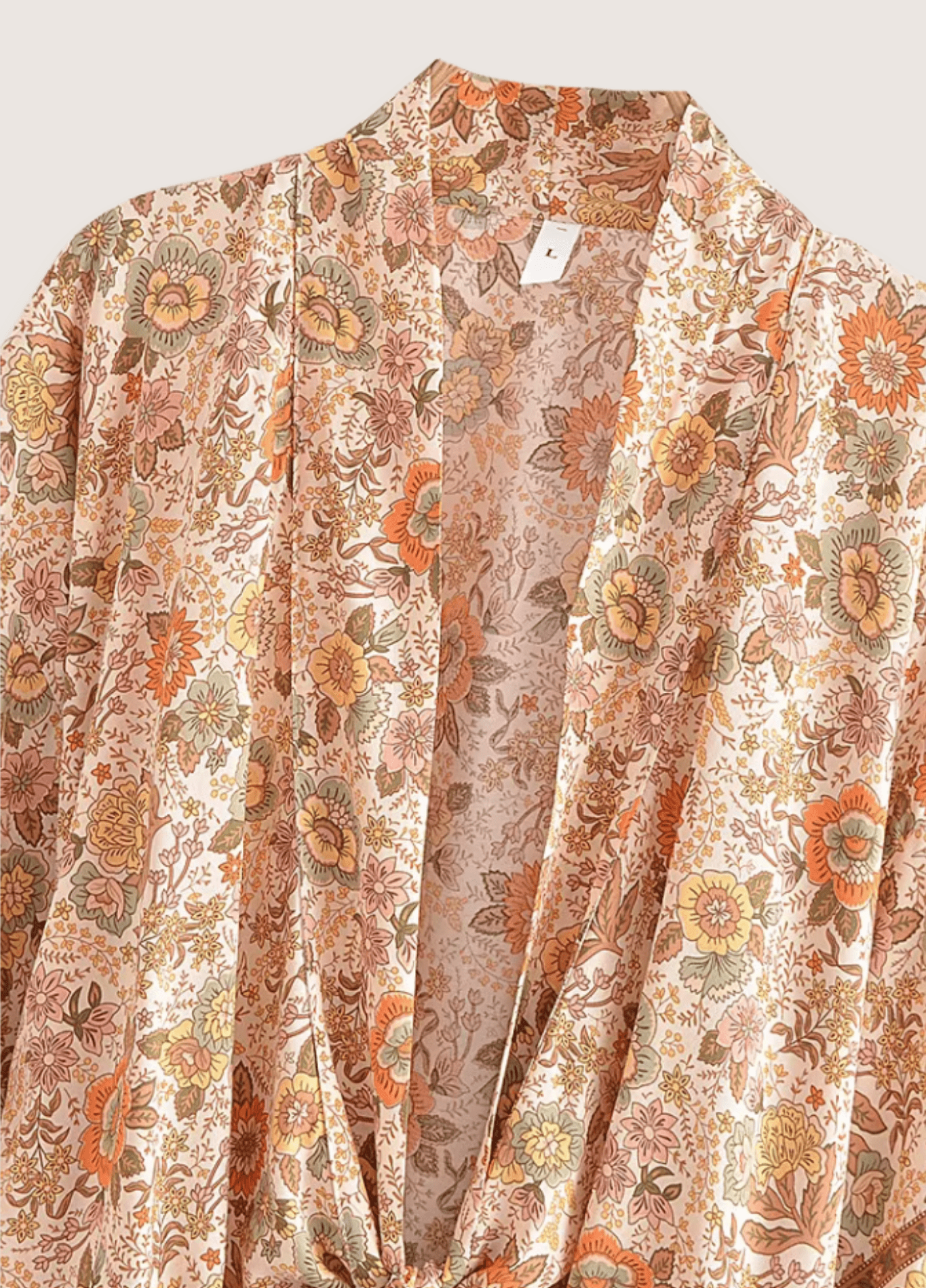 Kimono court femme coton motif pivoine orange – Terra Petal