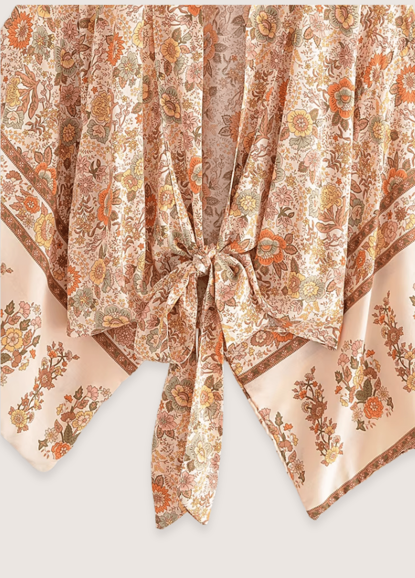 Kimono court femme coton motif pivoine orange – Terra Petal