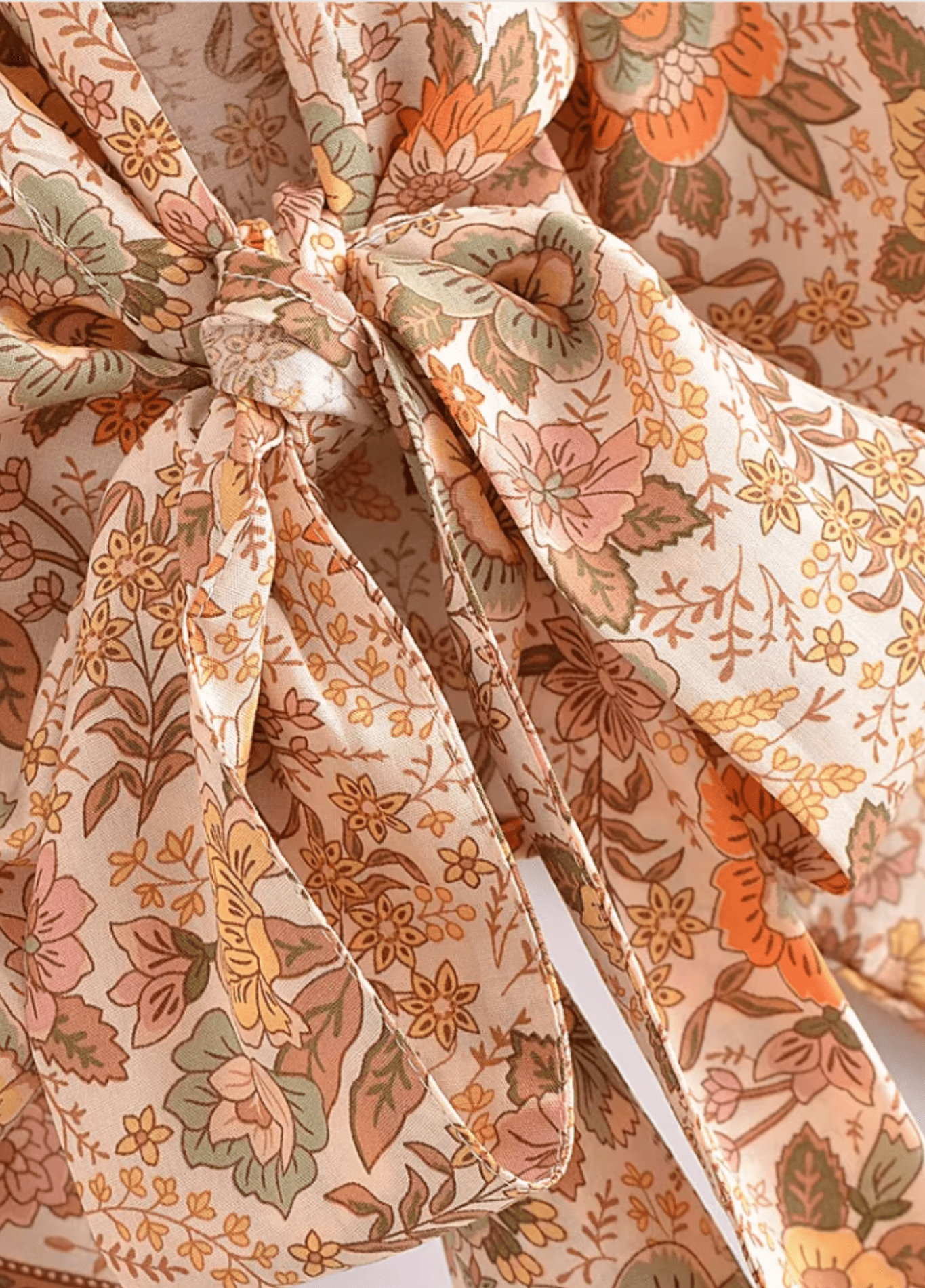 Kimono court femme coton motif pivoine orange – Terra Petal