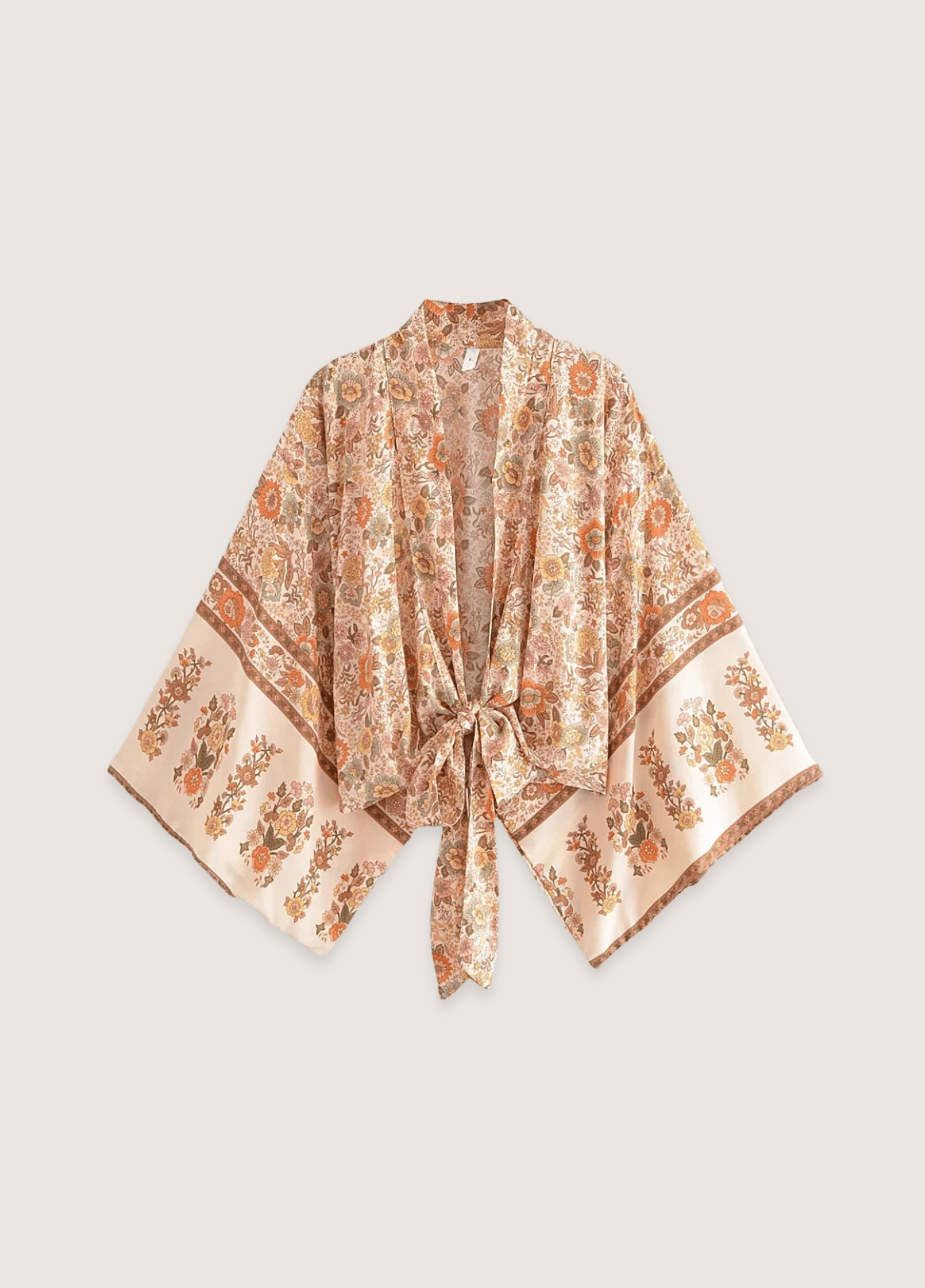 Kimono court femme coton motif pivoine orange – Terra Petal
