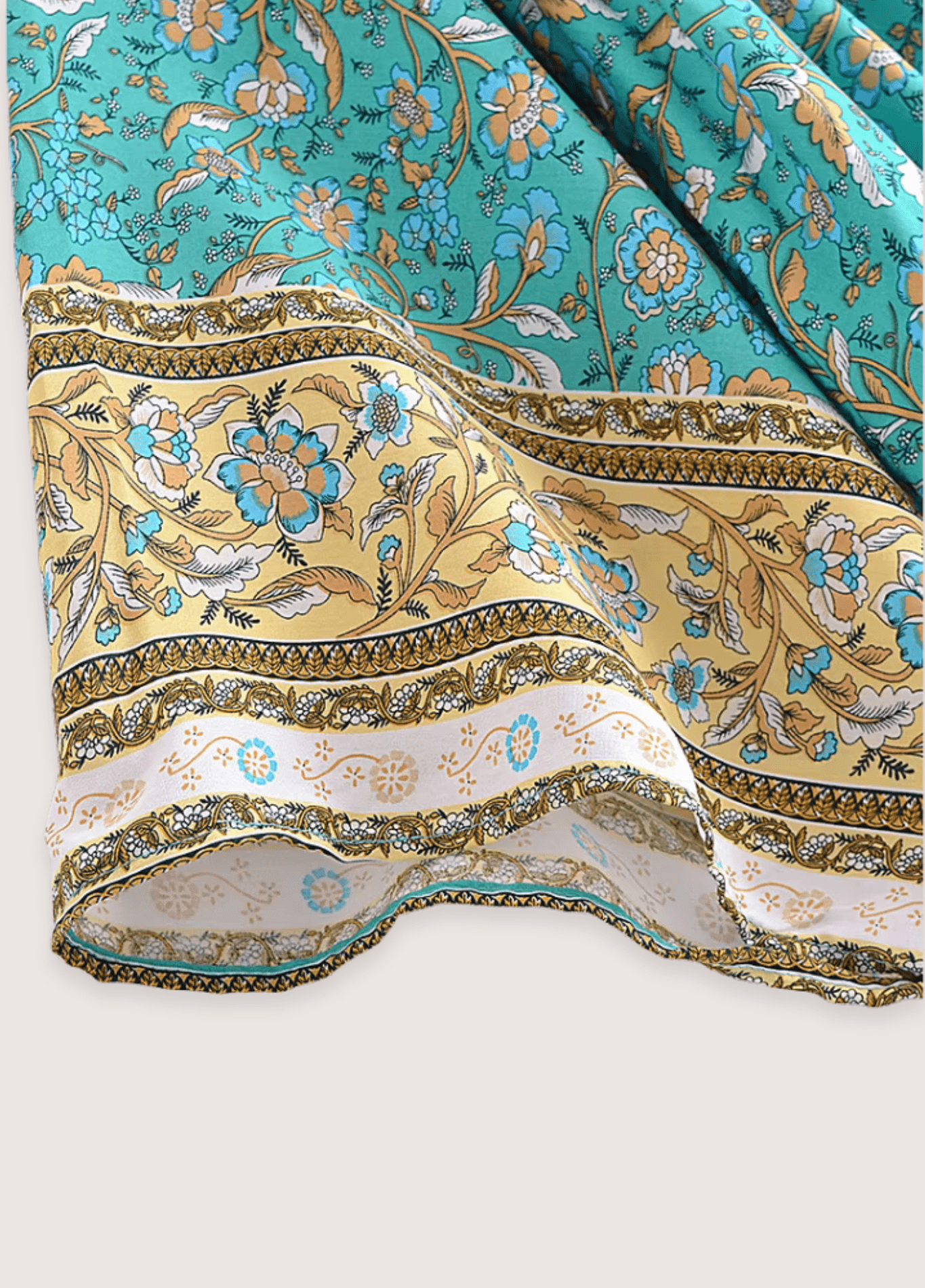 Kimono court femme coton floral bleu/vert – Turquoise Caravan