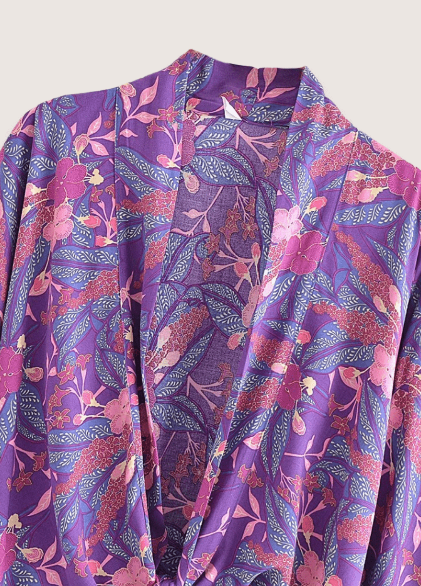 Kimono court femme viscose floral violet
